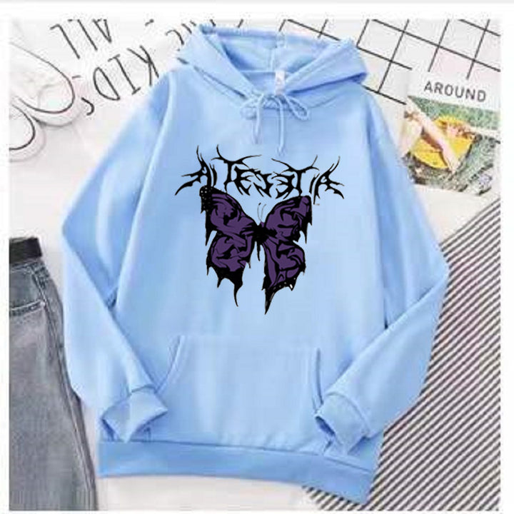Kvinder's Hoodie med Kunstnerisk Sommerfugl Design Skovae