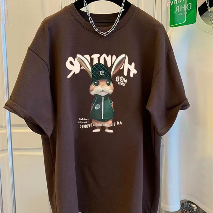 Dame T-shirt med kreativ dyreprint og afslappet pasform Stilla