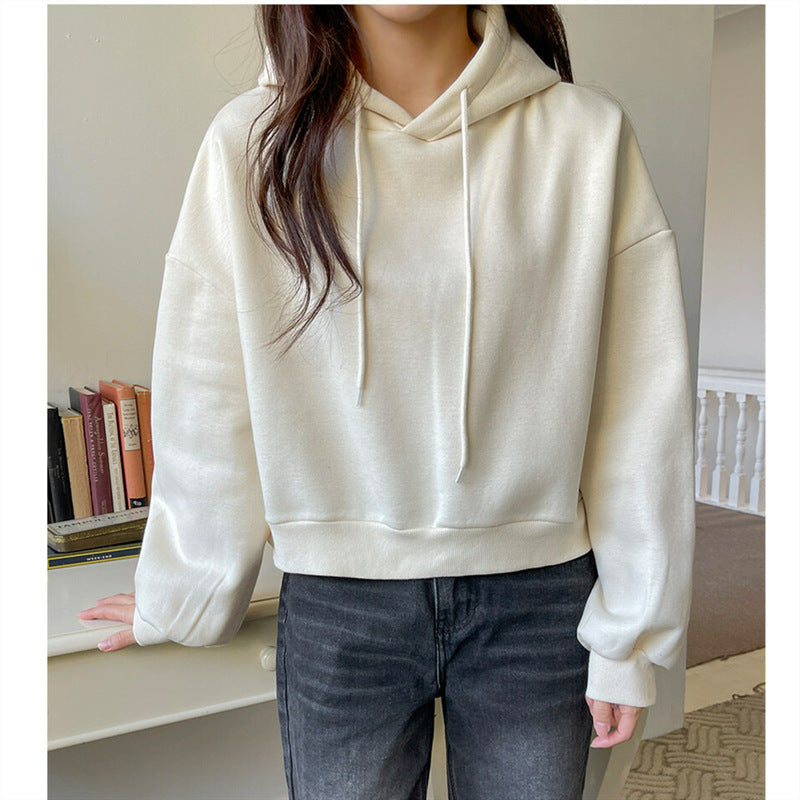 Kvinders afslappede cropped hoodie med voluminøse ærmer Stilla
