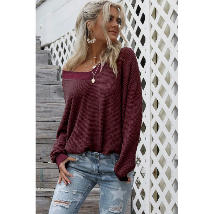 Kvinders Off-Shoulder Strikket Sweater med Voluminøse Ærmer Stilla