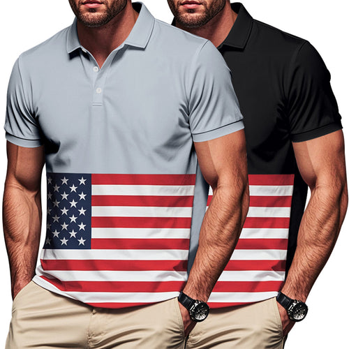 Herre polo skjorte i patriotisk stil med flagemotiv Stilla