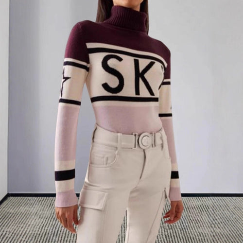 Dame sporty sweater med høj krave og trendy ski design Stilla