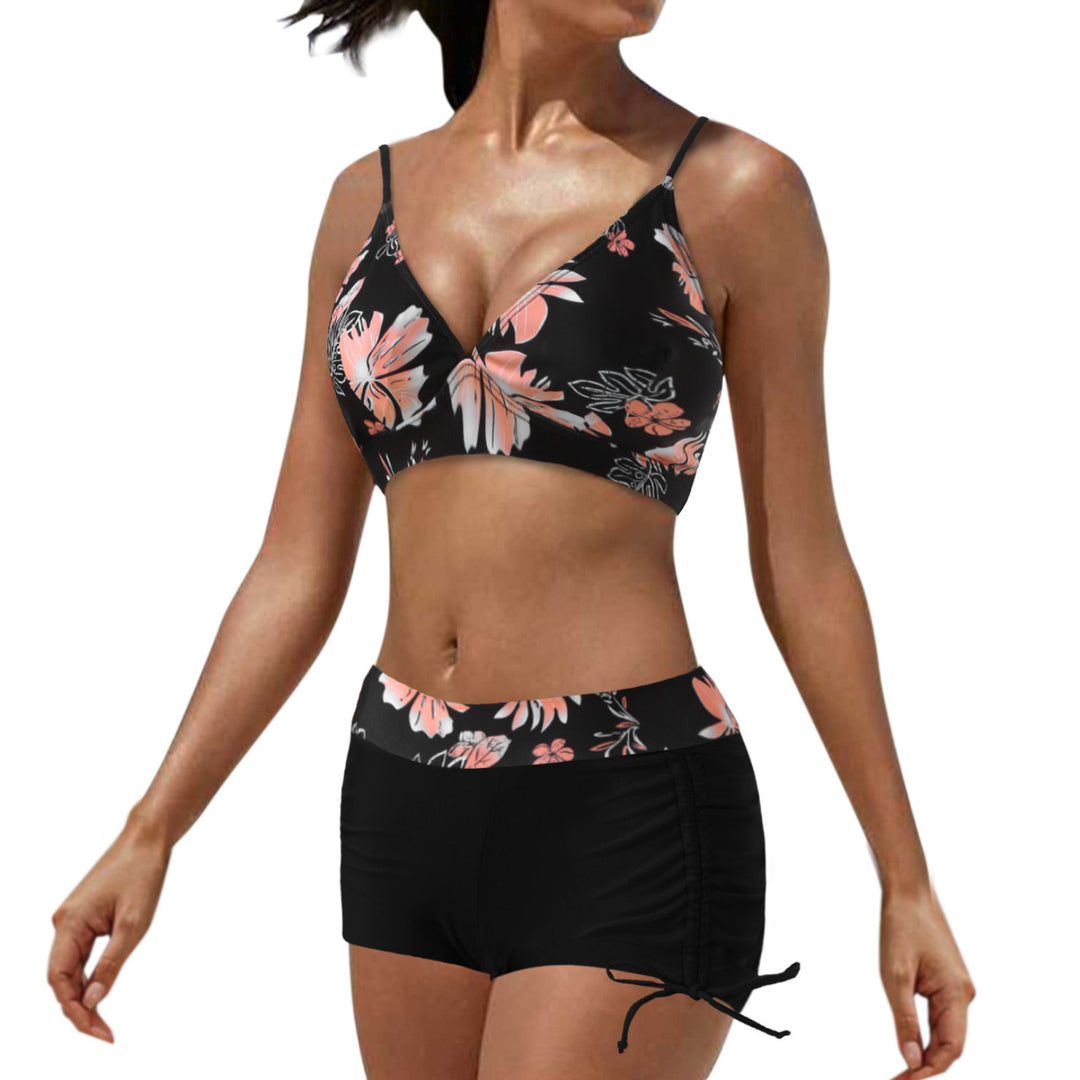 Dame bikini-sæt med blomsterdesign og komfortable højtaljede trusser Stilla