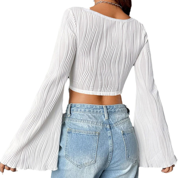 Dame Fashion Cropped Top med Plisserede Detaljer Stiila