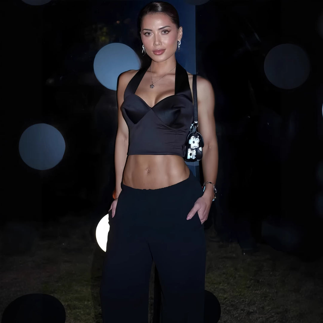 Damer Stilet Cropped Top med Halterhals og Bøjler Skovae