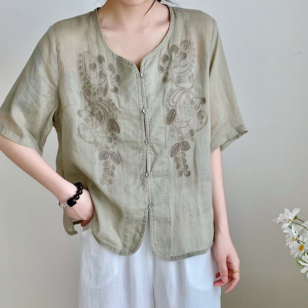 Femme Bestikset Button-Up Linned blouse Stilla