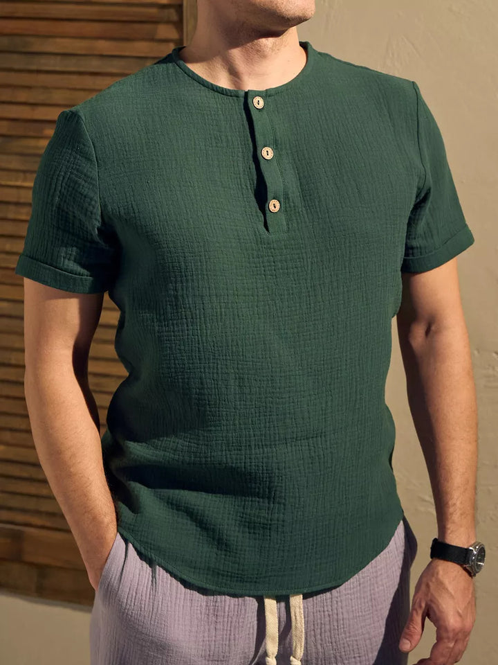 Herren Kortærmet Henley T-Shirt Stilla