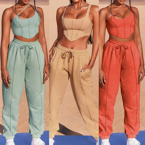 Dame Sporty Crop-Top og Joggingpants Sæt Stilla