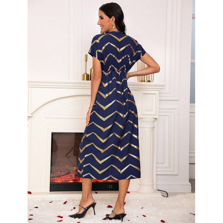 Dame Chevron-print omslagskjole med bælte detalje Stilla