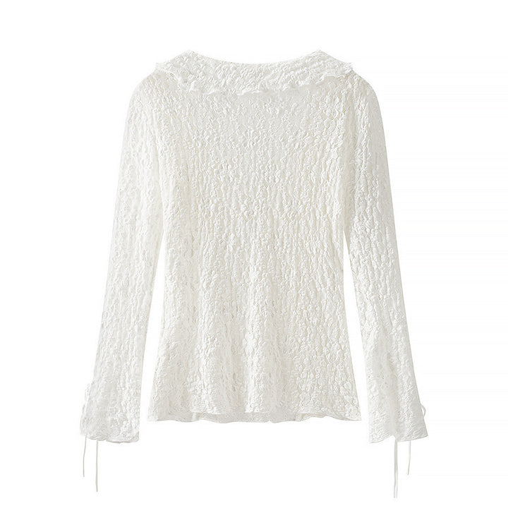 Damebluse med flæsedetaljer og justerbare snørestropper Stilla