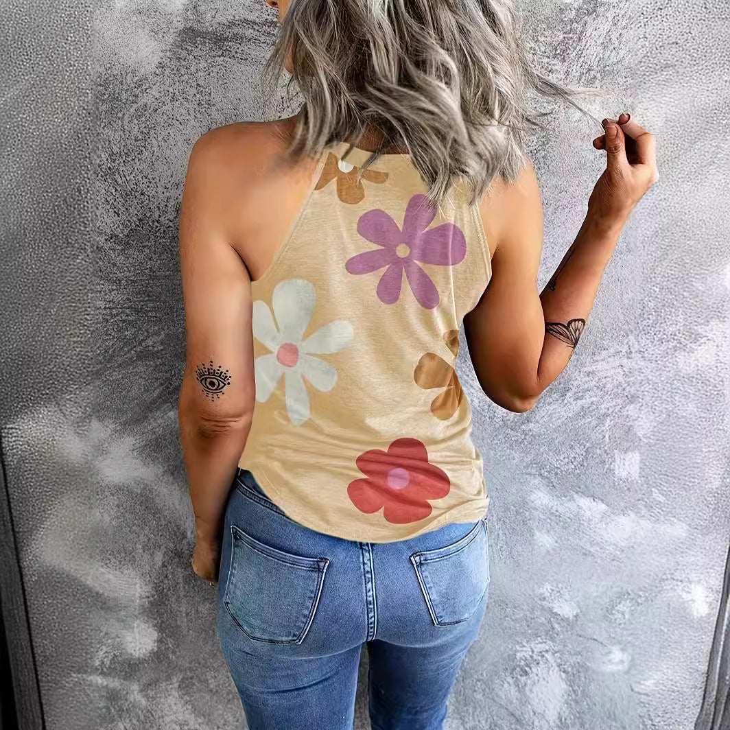 Dame afslappet tanktop med blomstermønster Stilla