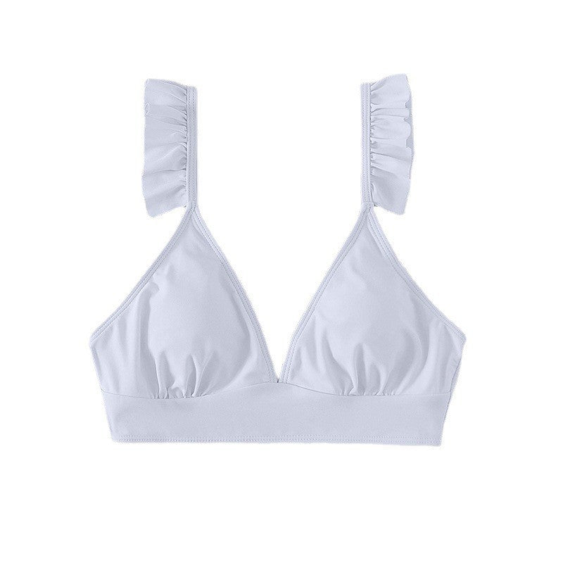 Dame triangel-bikini top med flæser