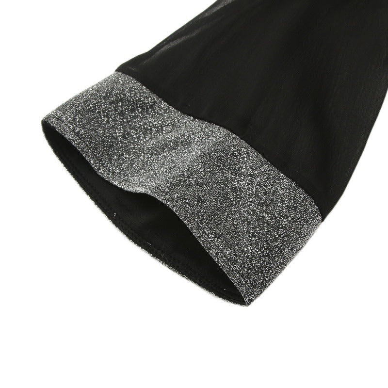 Damer Elegant Cowl Neck Mini Kjole med Klokkeærmer Stilla