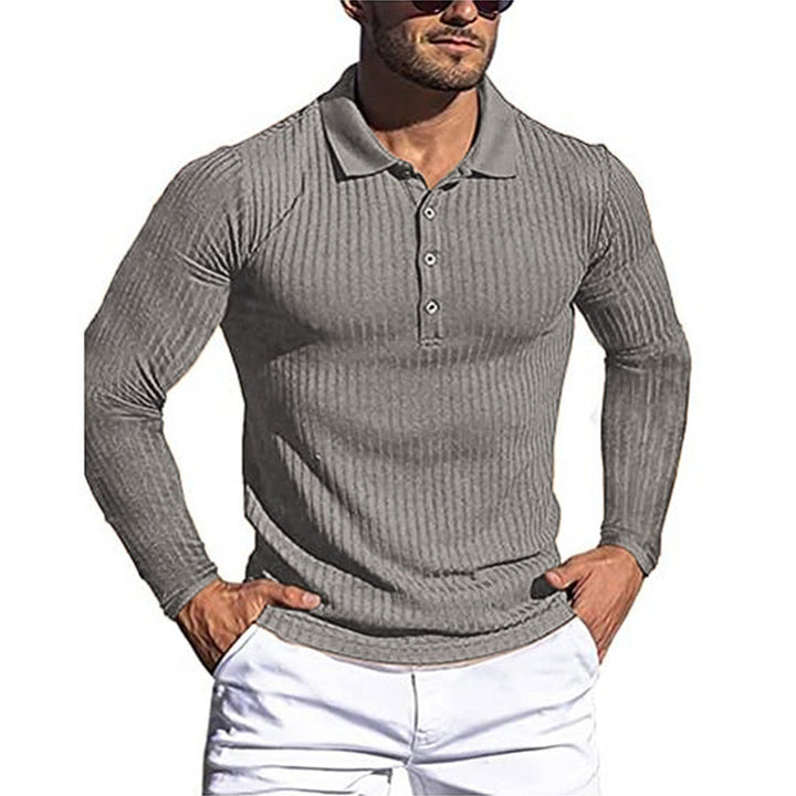 Herre struktureret langærmet polo shirt Stilla