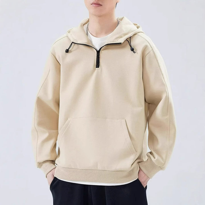 Herrer høj kvalitet hættepullover med moderne ståkrave og praktisk lynlås Stilla