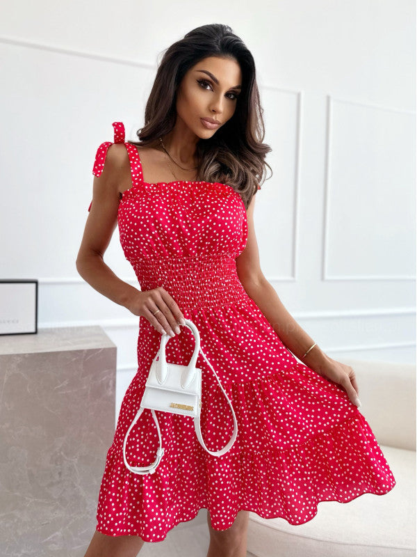 Damer Polka Dot Smocked Sommerkjole Stilla