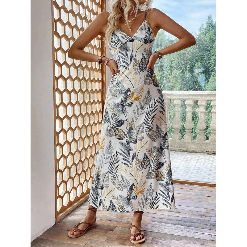 Dame Elegante Floral Print Maxi Kjole Stilla