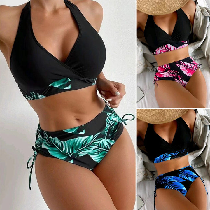 Dame bikini-sæt med trendy indpakningsoberdel og elastisk taljering Stilla