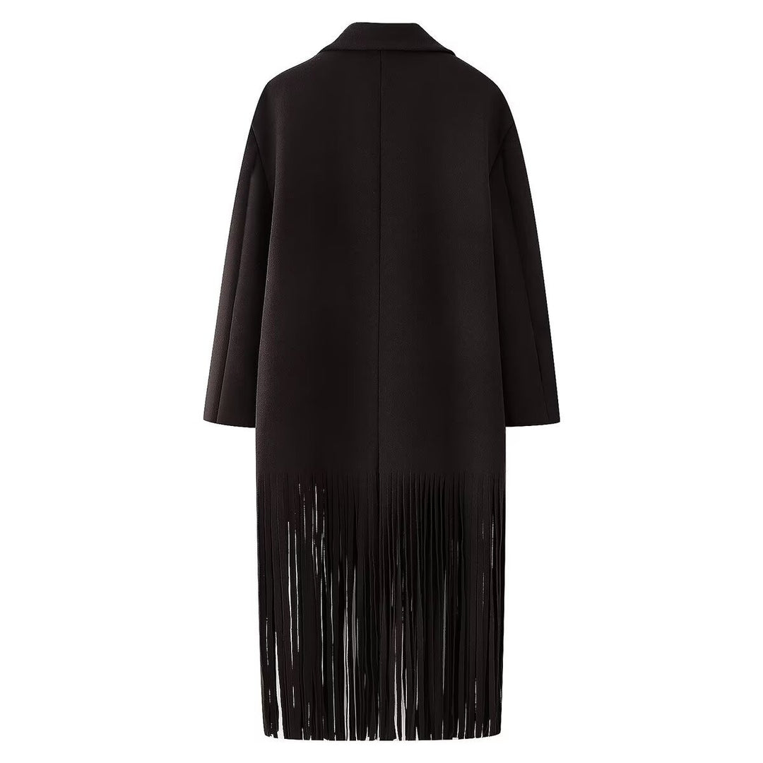 Femme Frynse-Detail Lang Blazer Frakke Stilla