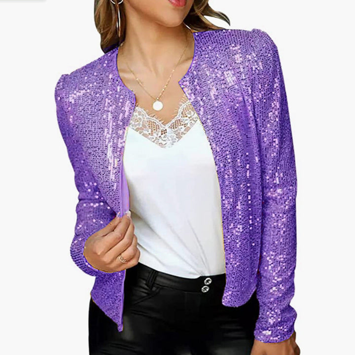 Stilla | Trendy Farve-Block Paillet Kort Casual Jakke