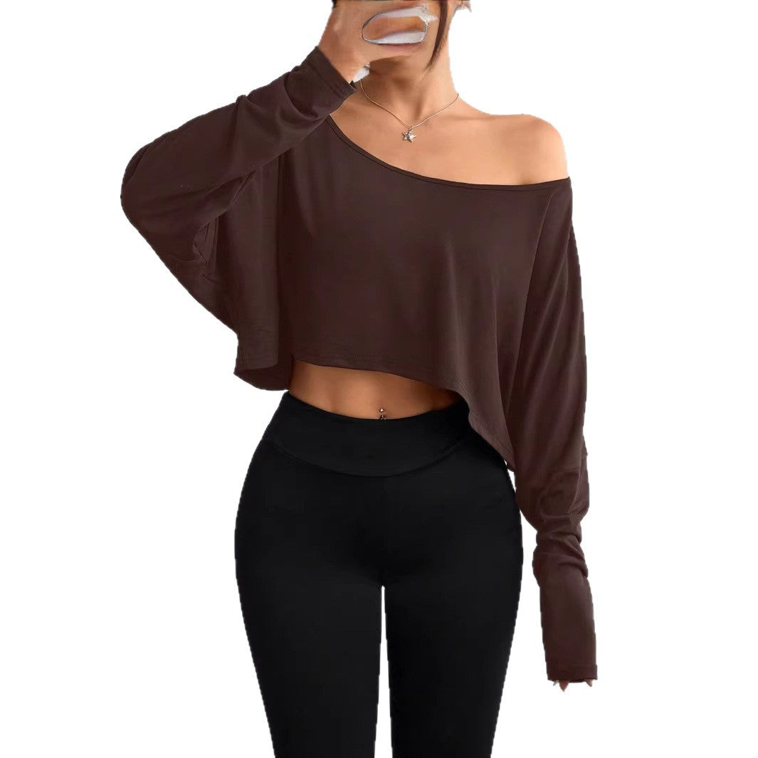 Dame Casual Crop-top med løs pasform og asymmetrisk udskæring Skovae