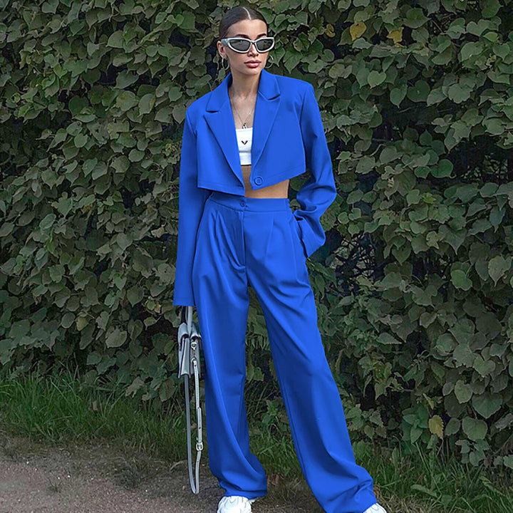 Dame moderne cropped Blazer-sæt med elegante detaljer Stilla