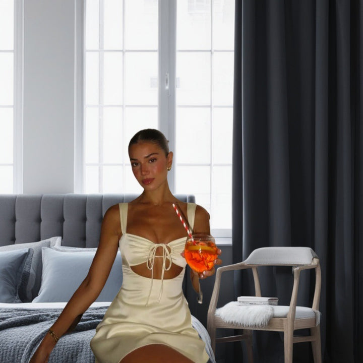 Dame Crop-Top Kjole med legende snøredesign og tætsiddende pasform Stilla