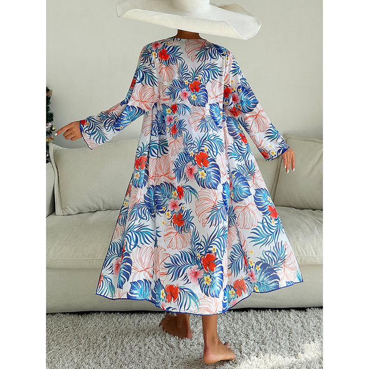 Dame Strandkimono med blomsterprint og løst snit Stilla