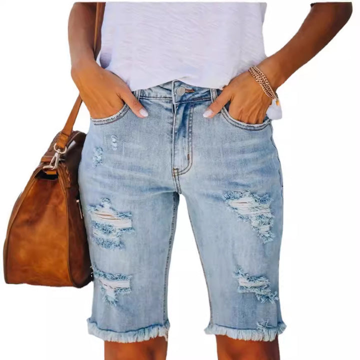 Dame Ødelagt Denim-Shorts Stilla
