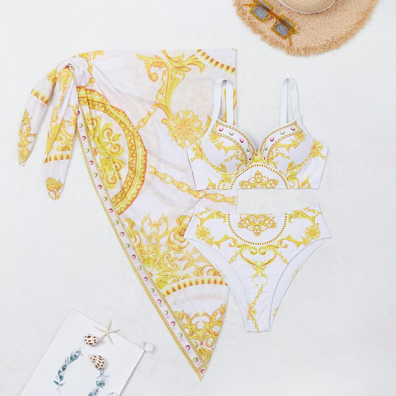 Dame Bikini-top med elegant polstret design og afslappet indpakningsskørt Stilla
