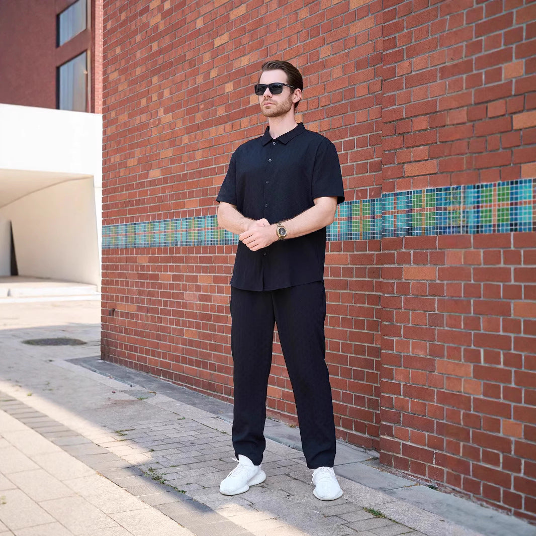 Herrer afslappet sommerdragt sæt med struktureret design og komfortabel pasform Stilla
