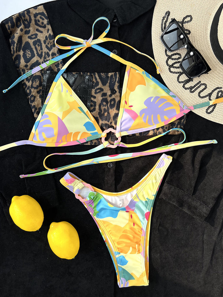Dame Minimalistisk Triangel-Bikini-Sæt med spændende Bindingsdetalje Stilla