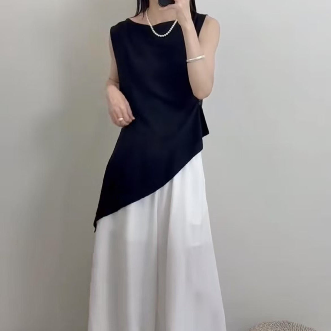 Femme Asymmetrisk Design Top Stilla
