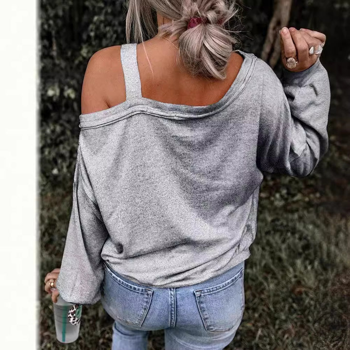 Dame casual oversized pullover med hjerteformet glimmerdesign Stilla