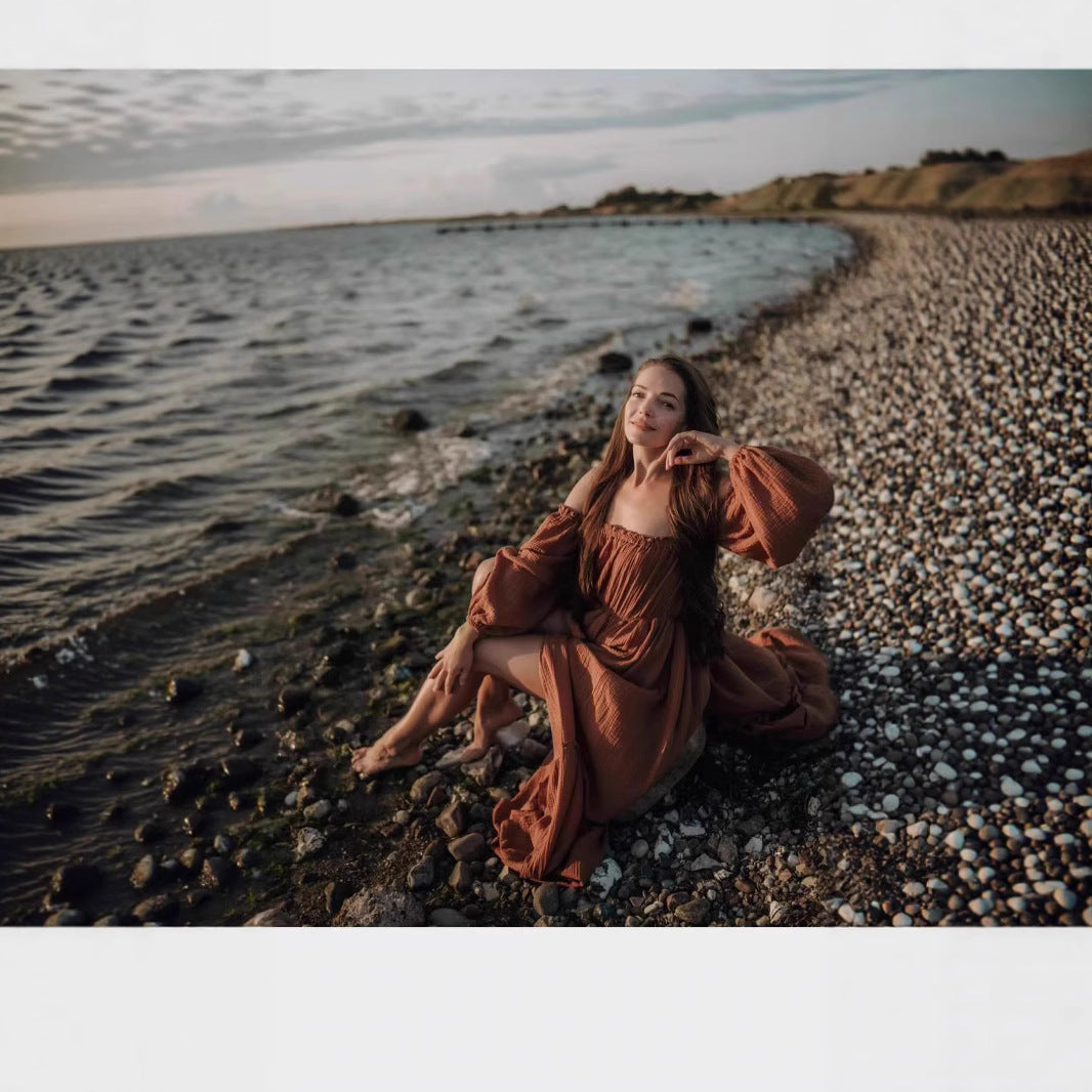 Dame Bohemian Off-Shoulder Maxi Kjole Stilla