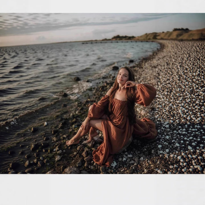 Dame Bohemian Off-Shoulder Maxi Kjole Stilla
