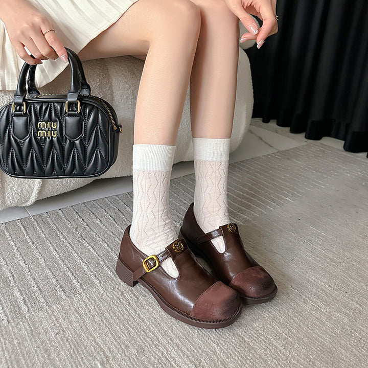Kvinder Elegante Læder Mary Jane Clogs med Dekorativ Spænde Stilla