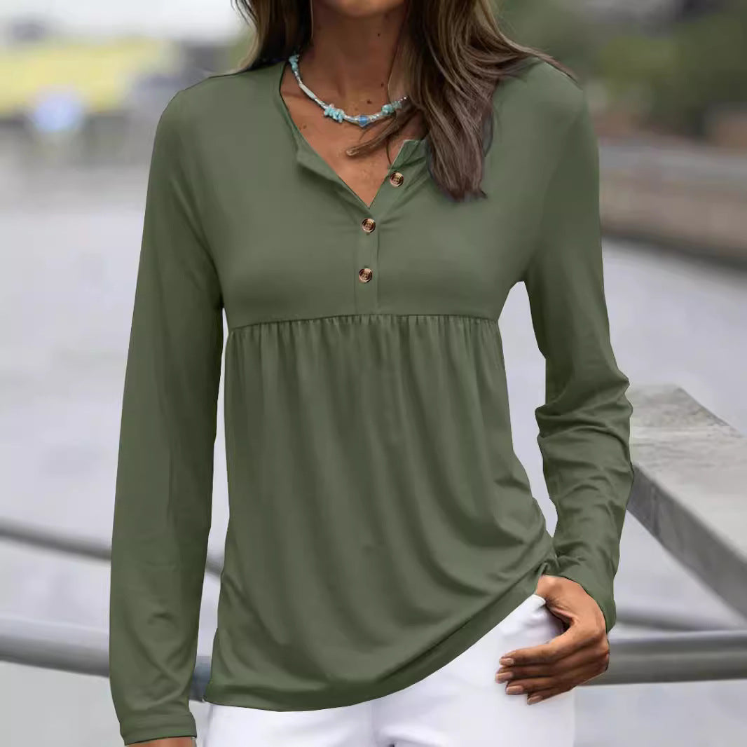 Damebluse med knaphulsdetaljer Stilla