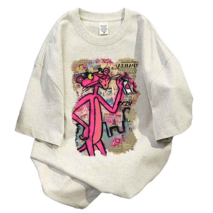 Dame Oversized T-Shirt med kreativt cartoon-tryk Stilla