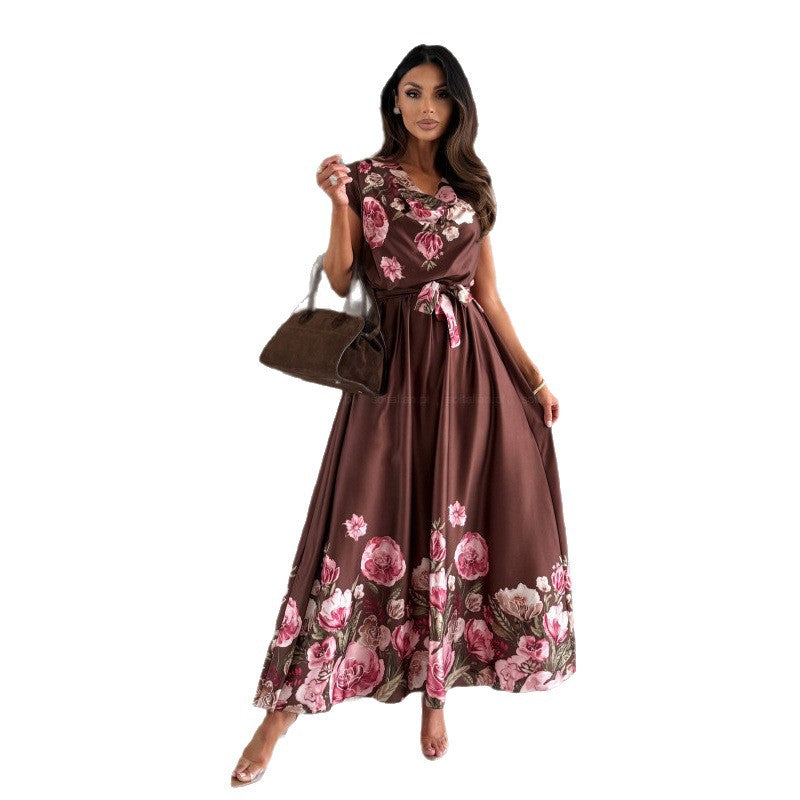 Damer Elegant Floral Indpakning Maxi Kjole Stilla