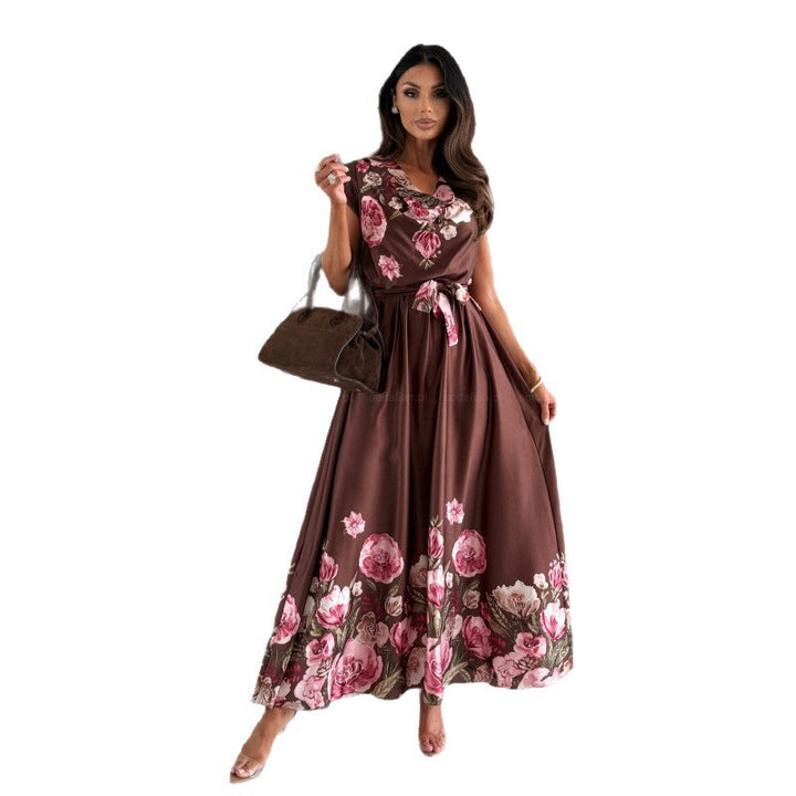 Damer Elegant Floral Indpakning Maxi Kjole Stilla