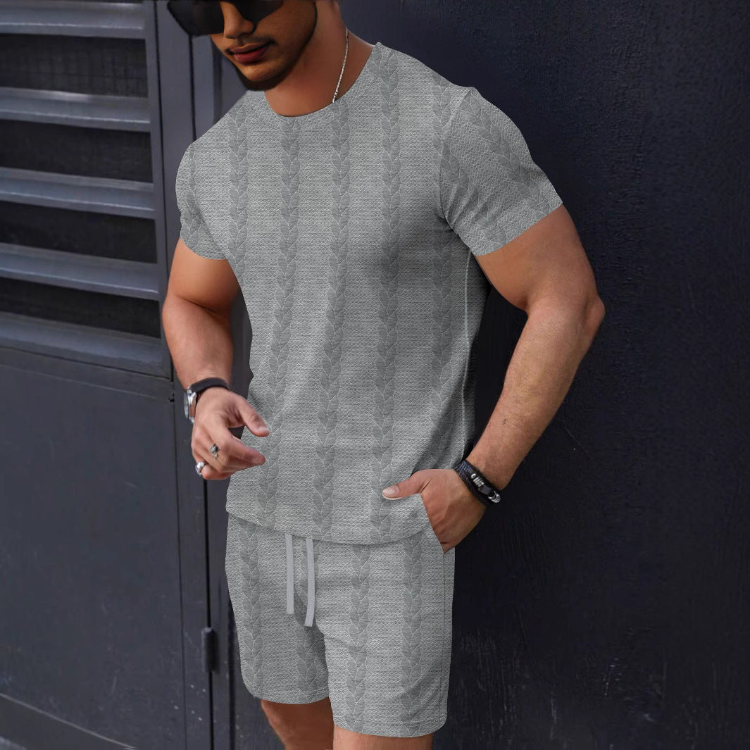 Herre casual kortærmet T-shirt og shorts sæt med struktureret design Stilla