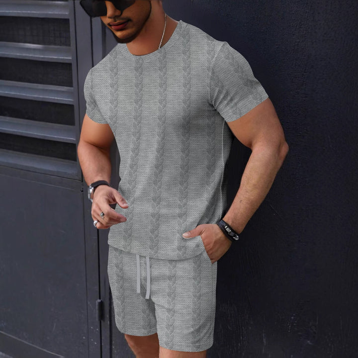 Herre casual kortærmet T-shirt og shorts sæt med struktureret design Stilla