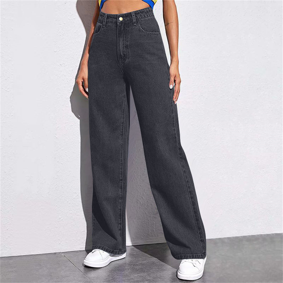 Dame brede jeans med høj talje og moderne snit Stilla
