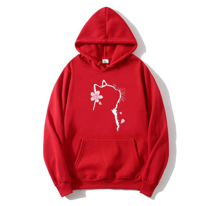 Kvinders hoodie med blomsterkat design Skovae