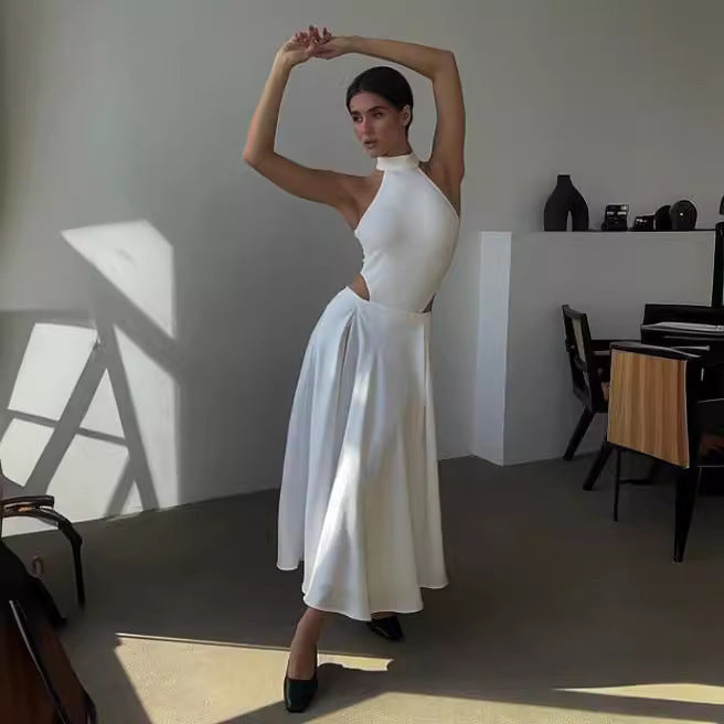Dame Elegant Satin A-Linie Nederdel Stilla