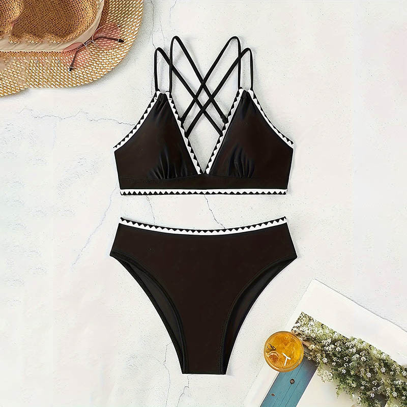 Dame Crisscross Ryg Bikini Sæt Stilla