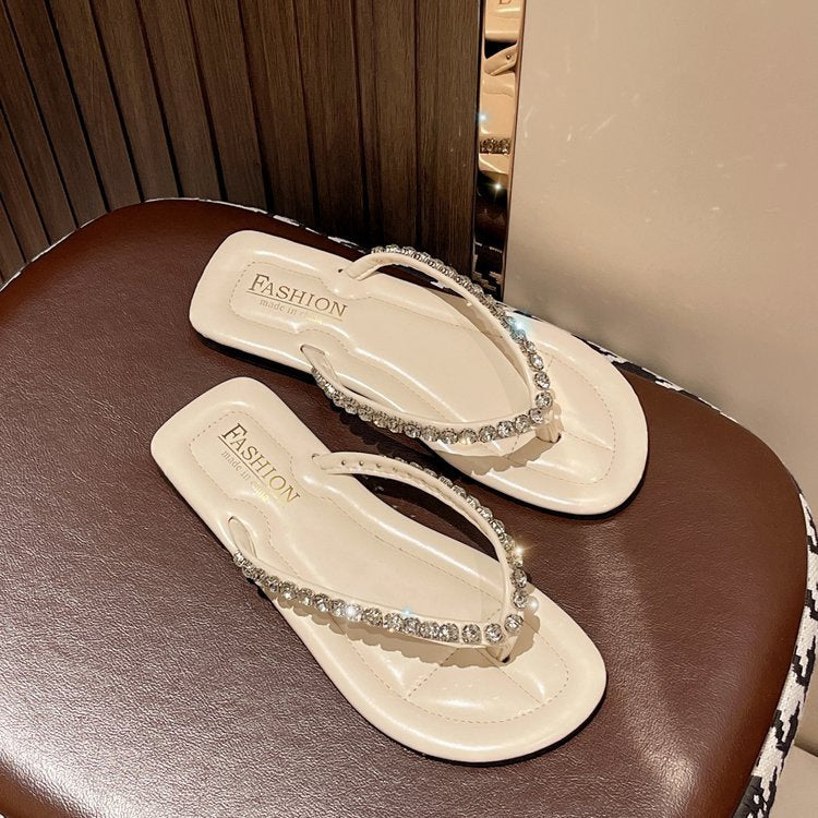 Dame Flip-Flops med ekstravagante glimmerremme og komfortabel sål Stilla