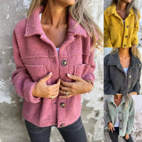 Femme Cozy Fleece Knaplukning Jakke Stilla