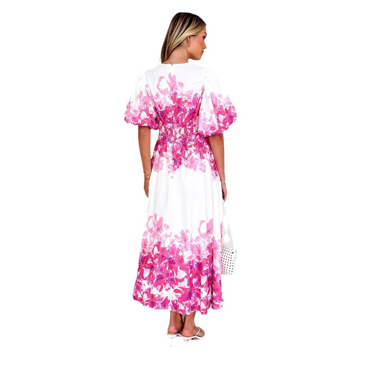 Dame maxikjole med voluminøse ærmer og blomsterprint Stilla
